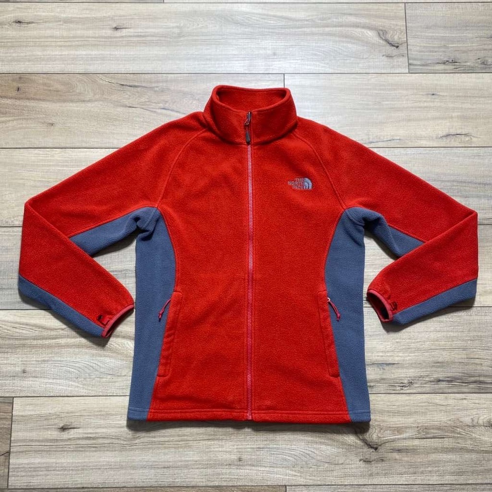 North Face Mens Khumbu 2 Jacket Full Zip Front Long Sleeve Jacket Small Red Gray